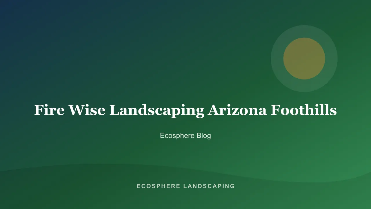 Arizona foothill home with a gravel defensible-space zone, spaced native plants, and thinned trees against a desert hillside