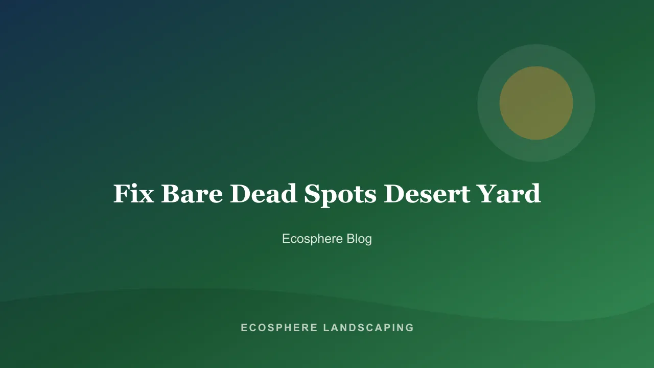 Bare dead patch in a decomposed granite desert yard beside healthy shrubs in Gilbert Arizona