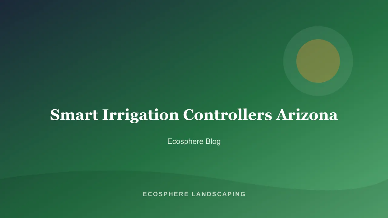 Wall-mounted smart irrigation controller with a phone app open beside it in a Chandler garage