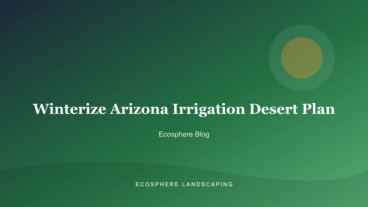 Frost cloth draped over young desert plants beside a drip irrigation controller during an Arizona winter morning