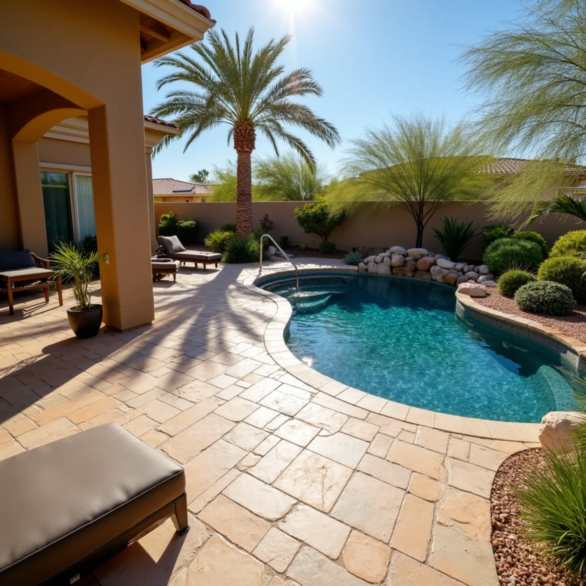 Travertine paver pool deck & patio, Gilbert