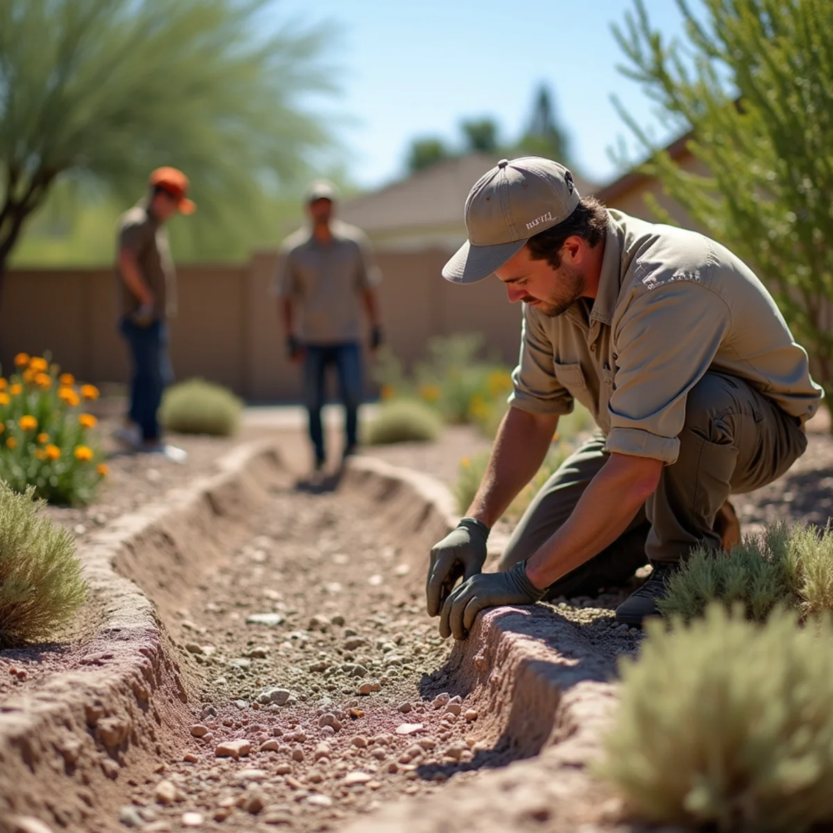 Ecosphere Landscaping desert landscaping project at a home in Ocotillo, AZ