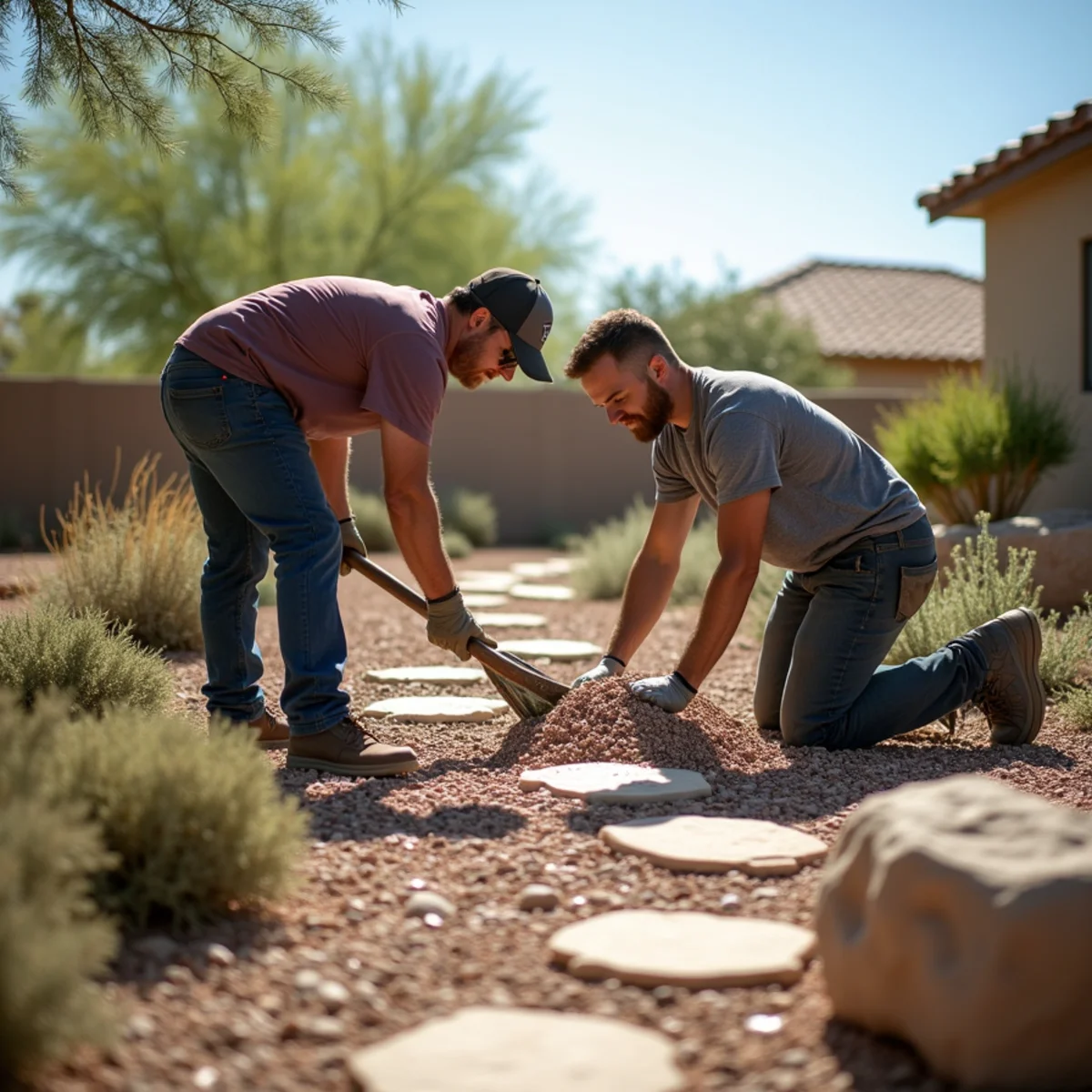 Ecosphere Landscaping desert landscaping project at a home in Queen Creek, AZ